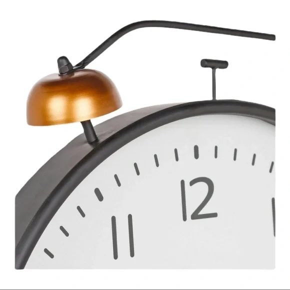 Industrial Metal Twin Bell 28” Decorative Wall Clock NWT